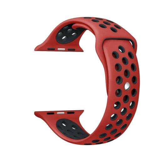 For Apple Watch Ultra 49mm&Watch Ultra 2 49mm / Series 10 46mm / 9&8&7 45mm / SE 3&SE 2&6&SE&5&4 44mm / 3&2&1 42mm Fashionable Classical Silicone Sport Watch Band(Red Black) by buy2fix
