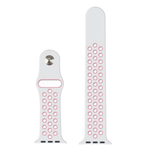 For Apple Watch Ultra 49mm&Watch Ultra 2 49mm / Series 10 46mm / 9&8&7 45mm / SE 3&SE 2&6&SE&5&4 44mm / 3&2&1 42mm Fashionable Classical Silicone Sport Watch Band (White Pink) by buy2fix