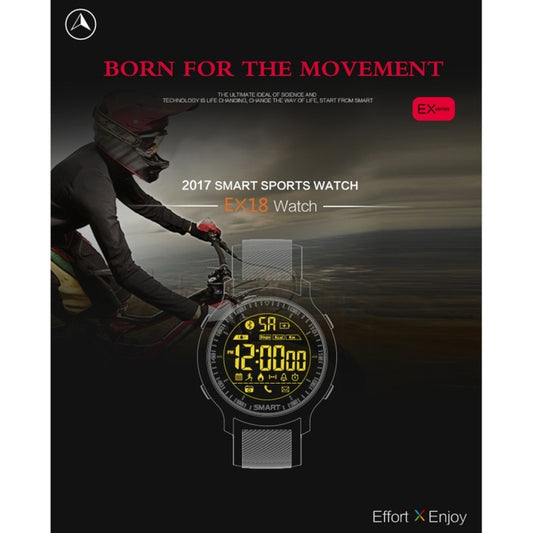 EX18 Smart Sports Watch FSTN Full View Screen Luminous Dial High Tensile TPU Strap, Support Steps Counting / Burned Calory / Calendar Date / Bluetooth 4.0 / Incoming Call Reminder / Low Battery Reminder(Orange) by buy2fix