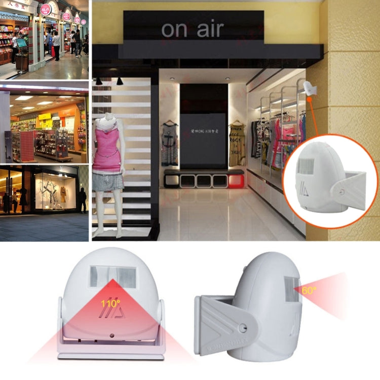 5301 Wireless Infrared Motion Sensor Welcome Alarm Intelligent Greeting Warning Doorbell, IR Distance: 10m(White) by buy2fix
