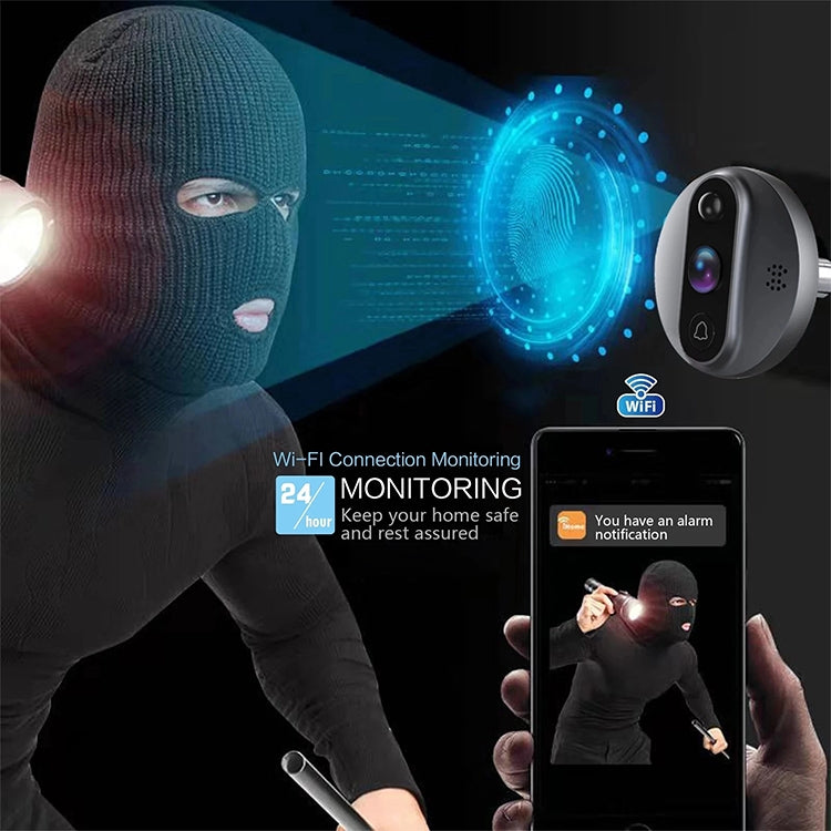 R9 4.3 inch WiFi Smart Video Visual Electronic Peephole Doorbell (Black) by buy2fix