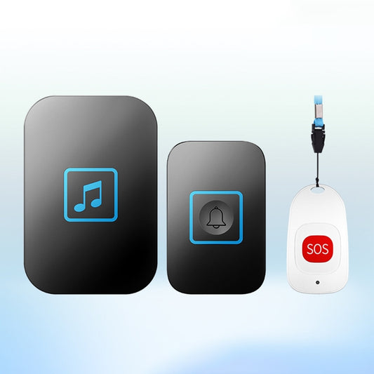 CACAZI C86 Wireless SOS Pager Doorbell Old man Child Emergency Alarm Remote Call Bell, EU Plug(Black) by CACAZI