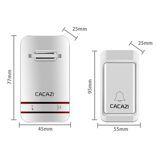 CACAZI V027G One Button One Receivers Self-Powered Wireless Home Kinetic Electronic Doorbell, US Plug by CACAZI