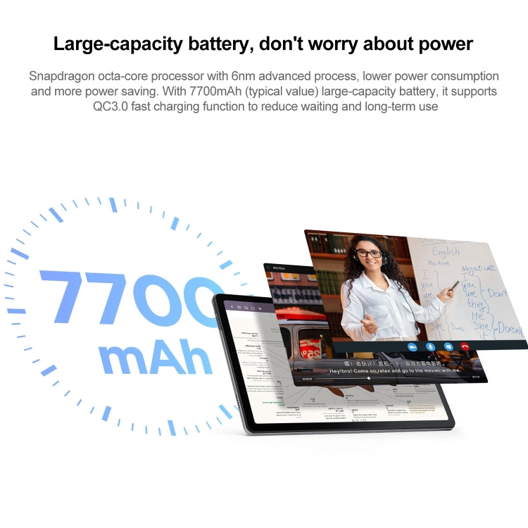 Lenovo Pad 10.6 inch 2022 WiFi Tablet, 4GB+128GB, Face Identification, Android 12, Qualcomm Snapdragon 680 Octa Core, Support Dual Band WiFi & Bluetooth(Lake Blue) by Lenovo