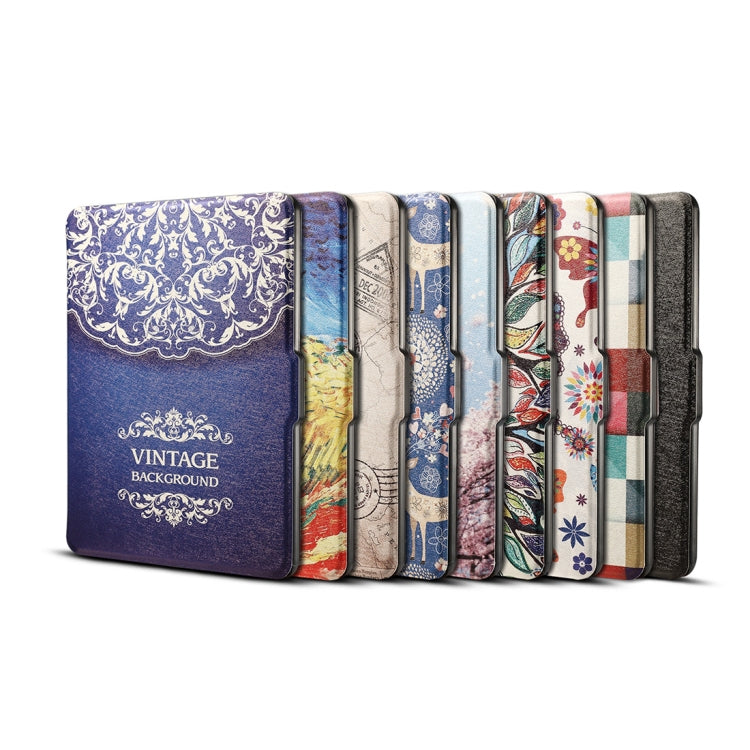European Flower Vine Print Horizontal Flip PU Leather Protective Case for Amazon Kindle Paperwhite 1 & 2 & 3 with Sleep / Wake-up by buy2fix