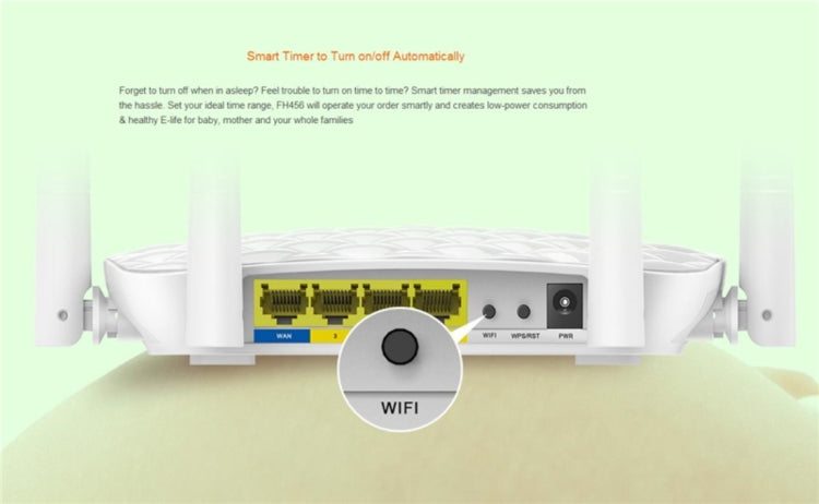 Tenda FH456 Wireless 2.4GHz 300Mbps WiFi Router with 4*5dBi External Antennas(White) by Tenda