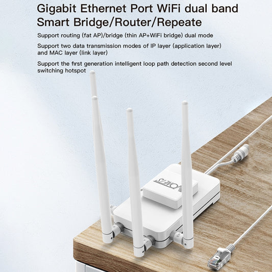 VONETS VAR1200-H 1200Mbps Wireless Bridge External Antenna Dual-Band WiFi Repeater, With 4 Antennas + DC Adapter Set by VONETS