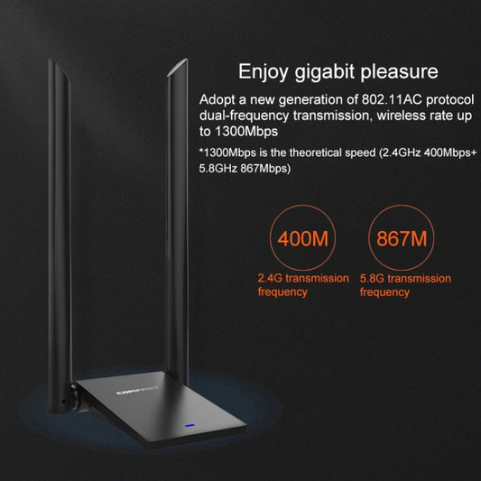 COMFAST CF-WU782ACV2 1300Mbps Dual-band Wifi USB Network Adapter with 2 Antennas by COMFAST
