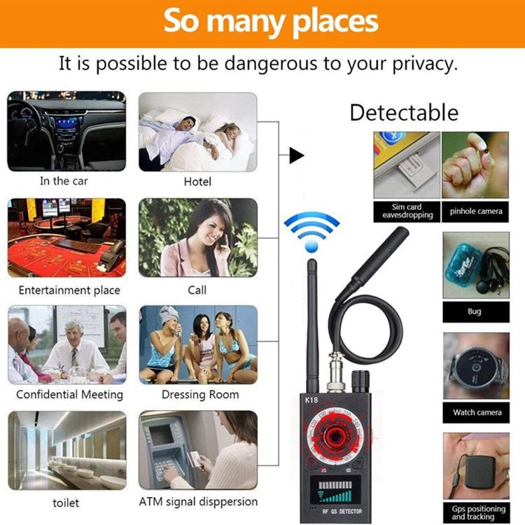 K18 Anti-sneak Sneak Shot Wireless GPS Detector Wireless Signal Detector - Security by buy2fix | Online Shopping UK | buy2fix