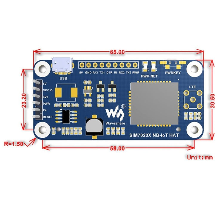 Waveshare NB-IoT HAT for Raspberry Pi, for Europe, Asia, Africa, Australia by Waveshare