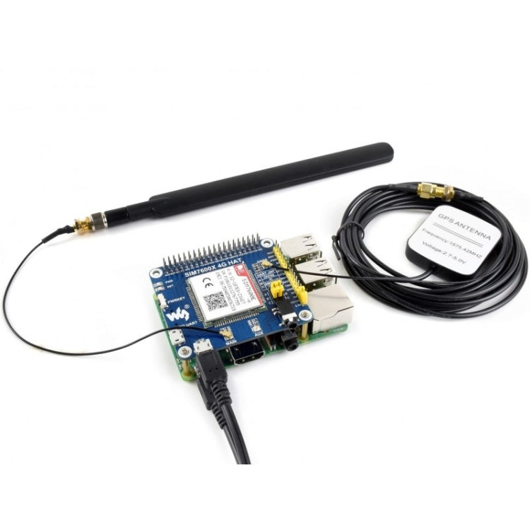Waveshare 4G / 3G / 2G / GSM / GPRS / GNSS HAT for Raspberry Pi, LTE CAT4, for Southeast Asia, West Asia, Europe, Africa by Waveshare