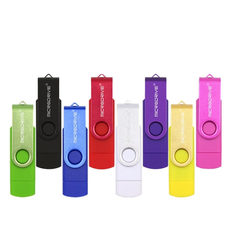 MicroDrive 8GB USB 2.0 Phone and Computer Dual-use Rotary OTG Metal U Disk (Black) by MicroDrive