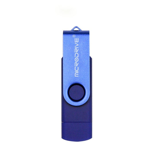 MicroDrive 128GB USB 2.0 Phone and Computer Dual-use Rotary OTG Metal U Disk (Blue) by MicroDrive
