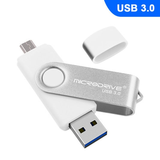 MicroDrive 16GB USB 3.0 Android Phone & Computer Dual-use Rotary Metal U Disk (White) by MicroDrive