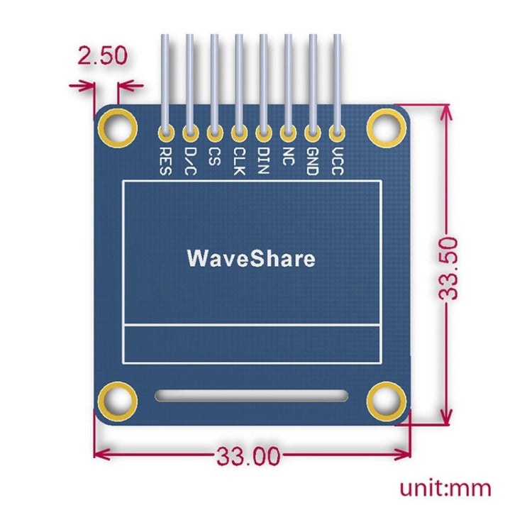 Waveshare 0.96 inch 128*64 OLED (A), SPI/I2C Interfaces, Angled Horizontal Pinheader by Waveshare