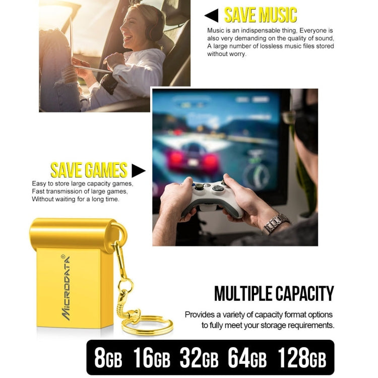 MiCRODATA 8GB USB 2.0 Computer and Car Two-use Mini U Disk (Gold) by MiCRODATA