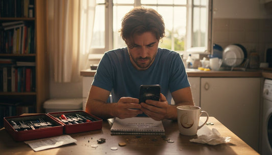 Person inspecting damaged phone screen