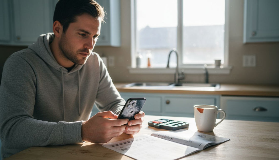 Man reviewing iPhone 12 Max screen replacement