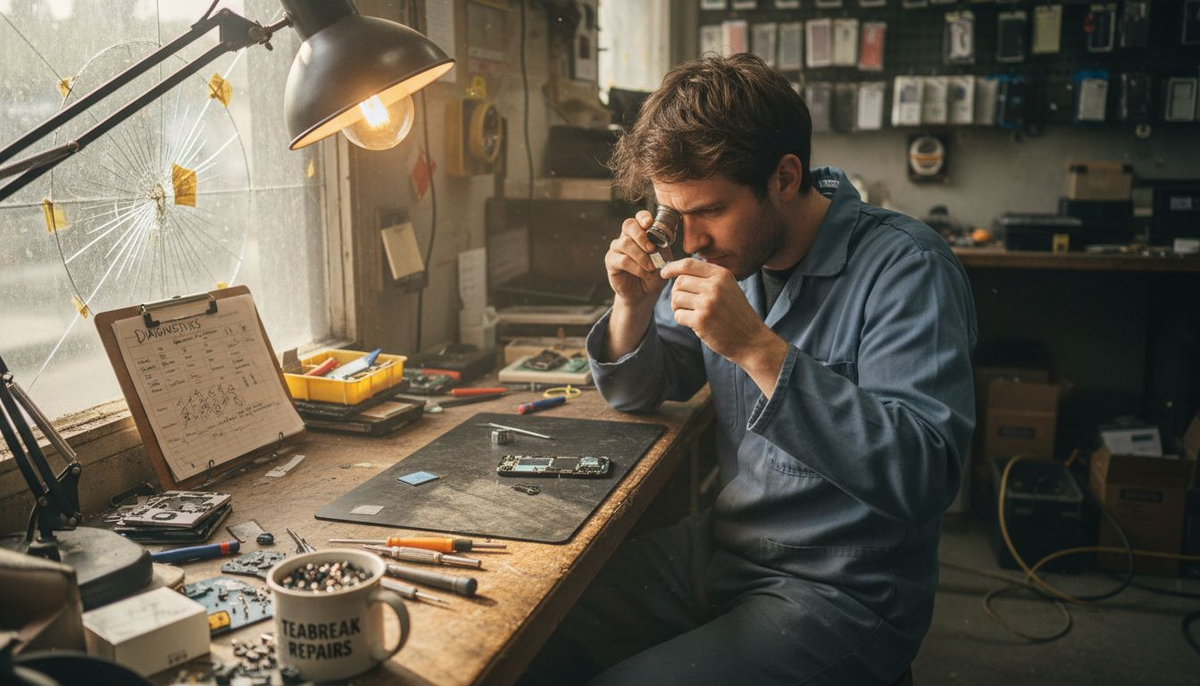 Technician repairing Android Bluetooth issue