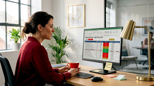 Home office worker using LCD monitor