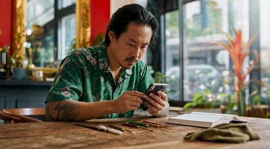 Technician inspecting iPhone 12 camera module