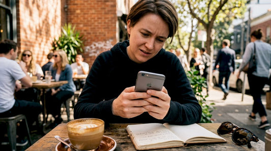 Person holding a warm iPhone 6 indoors