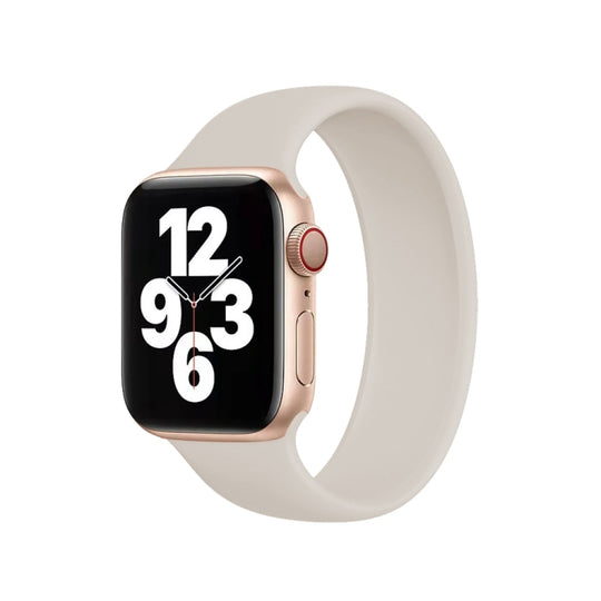 For Apple Watch Series 10 42mm / 9&8&7 41mm / SE 3&SE 2&6&SE&5&4 40mm / 3&2&1 38mm Solid Color Elastic Silicone Watch Band, Size:S 130mm (Starlight)