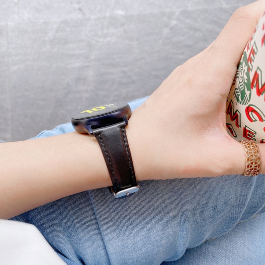 For Samsung Galaxy Watch 20mm Smart Watch Universal Double-sided Leather Small Watch Band(Black) by buy2fix