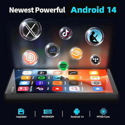 UNIWA MP004 4.0 inch IPS Screen Android 14 AI Smart Music Player Mini Tablet PC 4GB+64GB (Black) - MP4 Player by UNIWA | Online Shopping UK | buy2fix