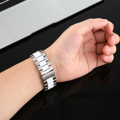 For Apple Watch Series 7 41mm / 6 & SE & 5 & 4 40mm / 3 & 2 & 1 38mm Stainless Steel Wrist Strap Watch Band(white+Silver) by buy2fix