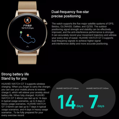 HUAWEI WATCH GT 3 Smart Watch 46mm Rubber Wristband, 1.43 inch AMOLED Screen, Support Heart Rate Monitoring / GPS / 14-days Battery Life / NFC(Black) - Wearable Devices by Huawei | Online Shopping UK | buy2fix