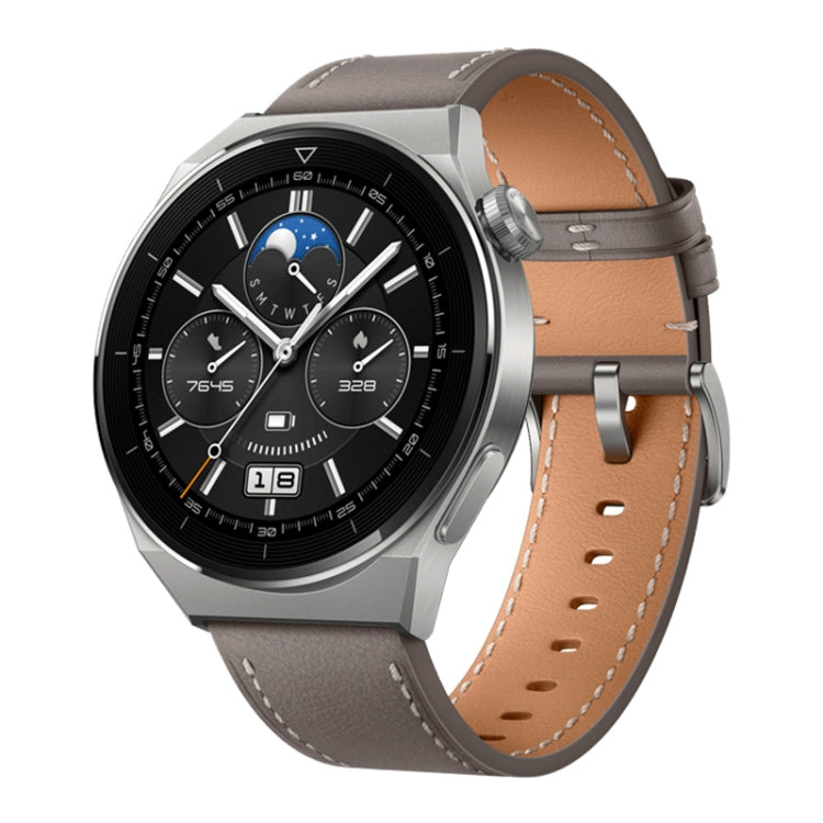 HUAWEI WATCH GT 3 Pro Titanium Smart Watch 46mm Genuine Leather Wristband, 1.43 inch AMOLED Screen, Support ECG / GPS / 14-days Battery Life(Grey) - Wearable Devices by Huawei | Online Shopping UK | buy2fix