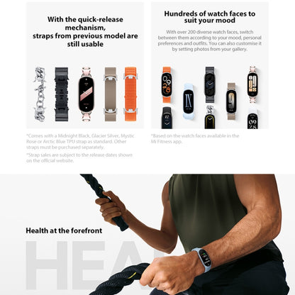 [HK Warehouse] Original Xiaomi Smart Band 9 Global 1.62 inch AMOLED Screen 5ATM Waterproof Smart Watch, Support Blood Oxygen / Heart Rate Monitor (Silver) - Wearable Devices by Xiaomi | Online Shopping UK | buy2fix