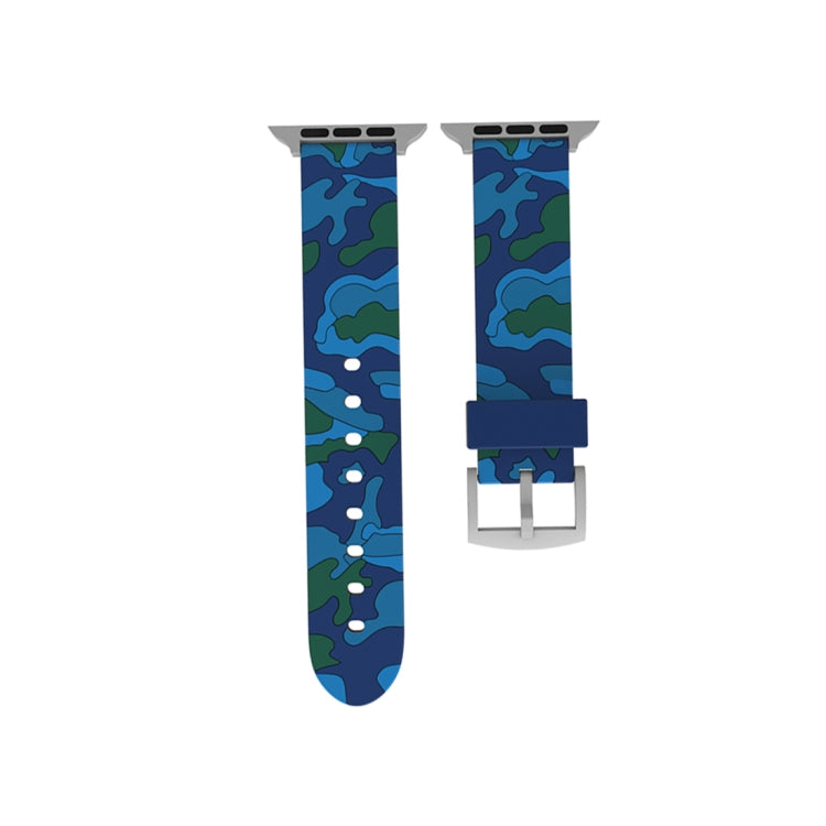 For Apple Watch Series 3 & 2 & 1 38mm Fashion Camouflage Pattern Silicone Watch Band(Blue) by buy2fix