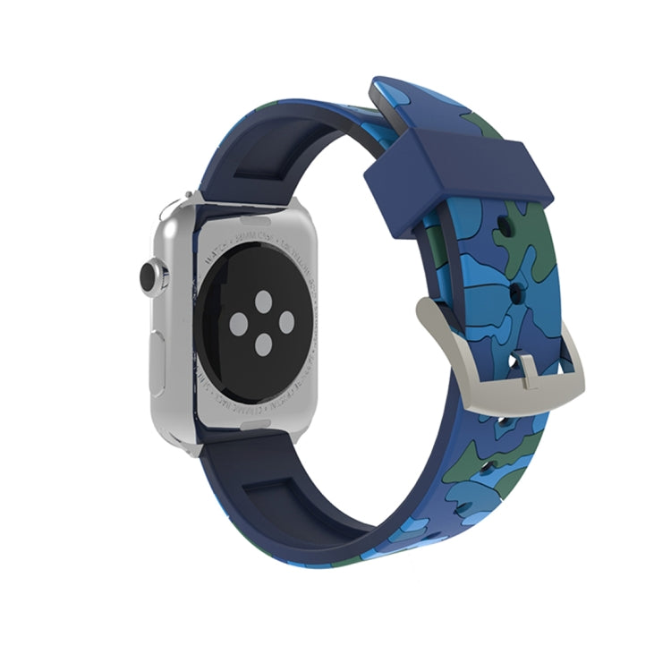 For Apple Watch Series 3 & 2 & 1 38mm Fashion Camouflage Pattern Silicone Watch Band(Blue) by buy2fix