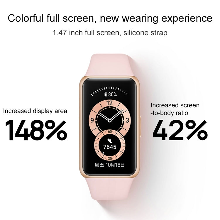 Original Huawei Band 6 1.47 inch AMOLED Color Screen Smart Wristband Bracelet, Standard Edition, Support Blood Oxygen Heart Rate Monitor / 2 Weeks Long Battery Life / Sleep Monitor / 96 Sports Modes(Pink) - Wearable Devices by Huawei | Online Shopping UK | buy2fix