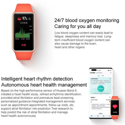 Original Huawei Band 6 1.47 inch AMOLED Color Screen Smart Wristband Bracelet, Standard Edition, Support Blood Oxygen Heart Rate Monitor / 2 Weeks Long Battery Life / Sleep Monitor / 96 Sports Modes(Orange) - Wearable Devices by Huawei | Online Shopping UK | buy2fix