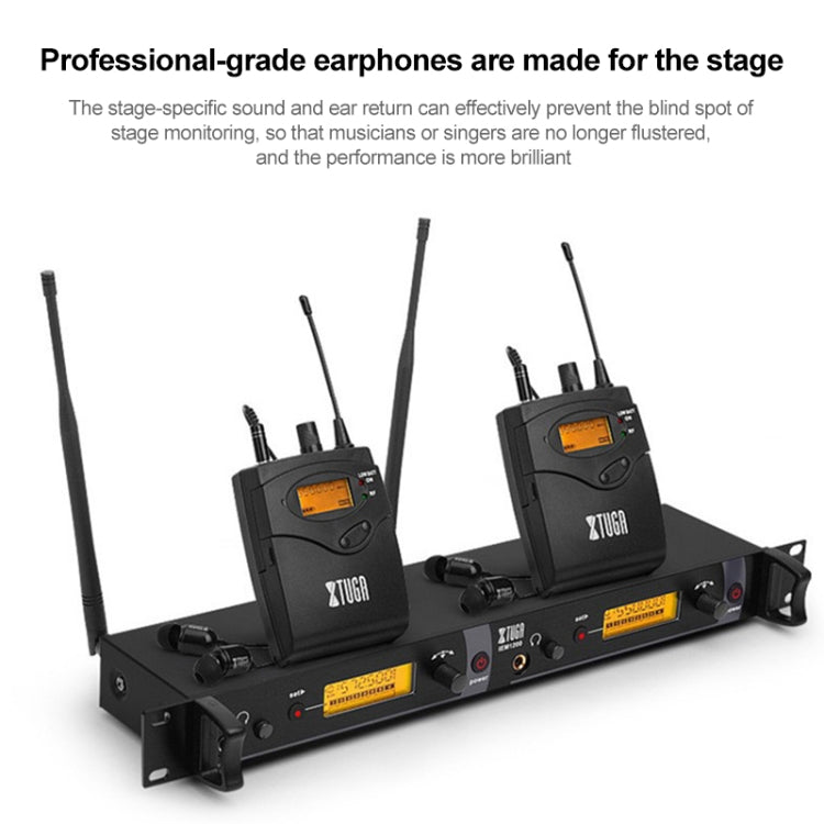 XTUGA IEM1200 Wireless Transmitter 4 Bodypack Stage Singer In-Ear Monitor System (UK Plug) by XTUGA