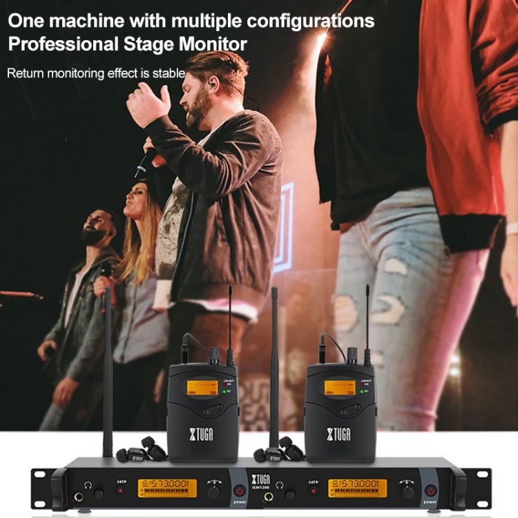 XTUGA IEM1200 Wireless Transmitter 4 Bodypack Stage Singer In-Ear Monitor System (UK Plug) by XTUGA