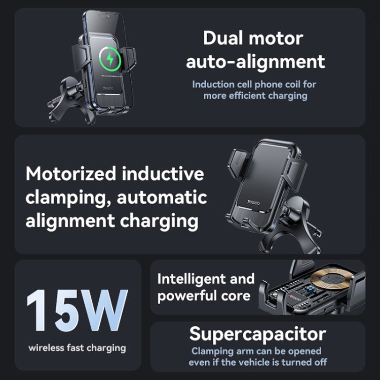 Yesido C312 Auto Alignment 15W Wireless Charging Air Outlet Car Holder - Wireless Charger Holders by Yesido | Online Shopping UK | buy2fix