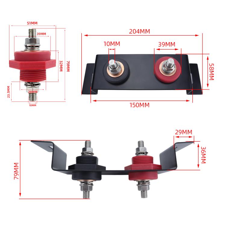 CP-5190 M10 Copper Stud Car RV Marine Battery Terminal Starter Battery Terminal Extender - Booster Cable & Clip by buy2fix | Online Shopping UK | buy2fix