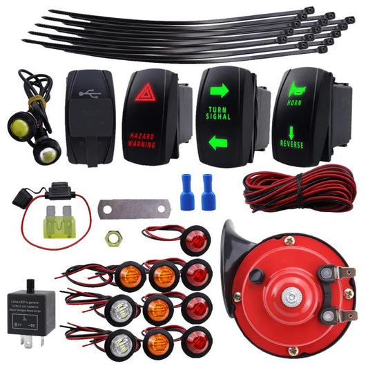 ATV UTV SXS Turn Signal Street Legal Blinker Kit Horn Wiring Harness Kit - Car Light Accessories by buy2fix | Online Shopping UK | buy2fix