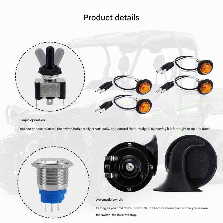CP-5227 UTV / ATV Turn Signal Kit, Street Legal Kit with Toggle Switch - Car Light Accessories by buy2fix | Online Shopping UK | buy2fix