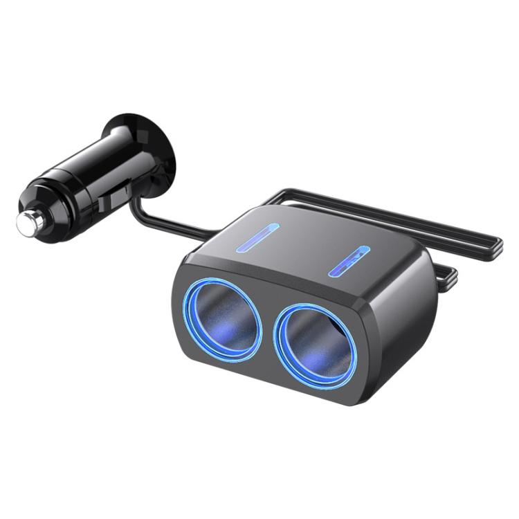 SHUNWEI SD-1904 Dual Socket Car Cigarette Lighter Splitter with USB Charger (Black) - Cigar Socket by SHUNWEI | Online Shopping UK | buy2fix