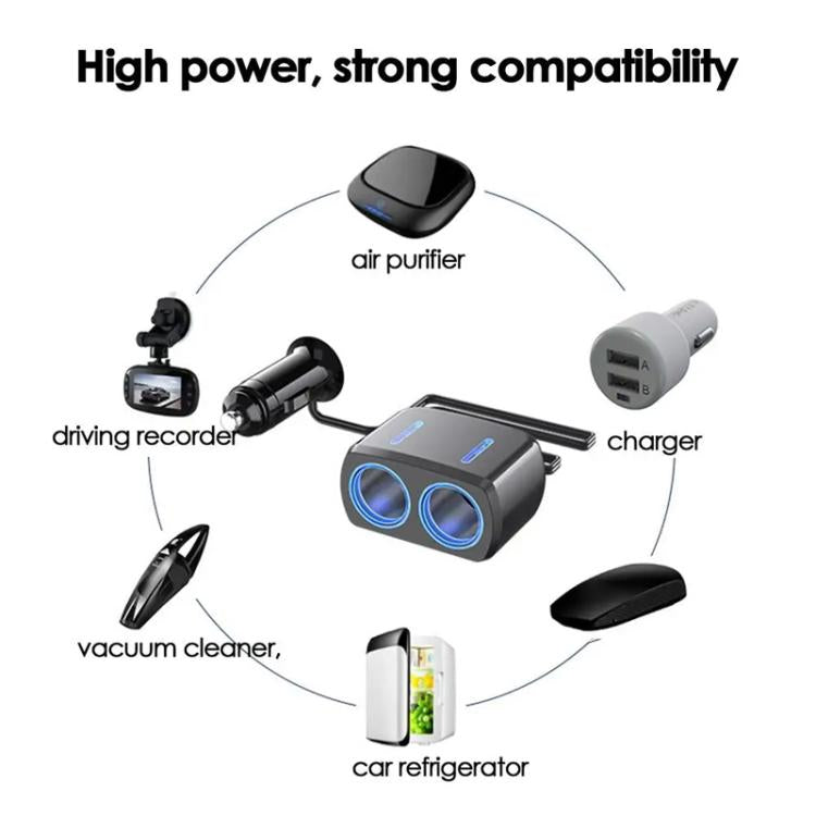 SHUNWEI SD-1904 Dual Socket Car Cigarette Lighter Splitter with USB Charger (Black) - Cigar Socket by SHUNWEI | Online Shopping UK | buy2fix