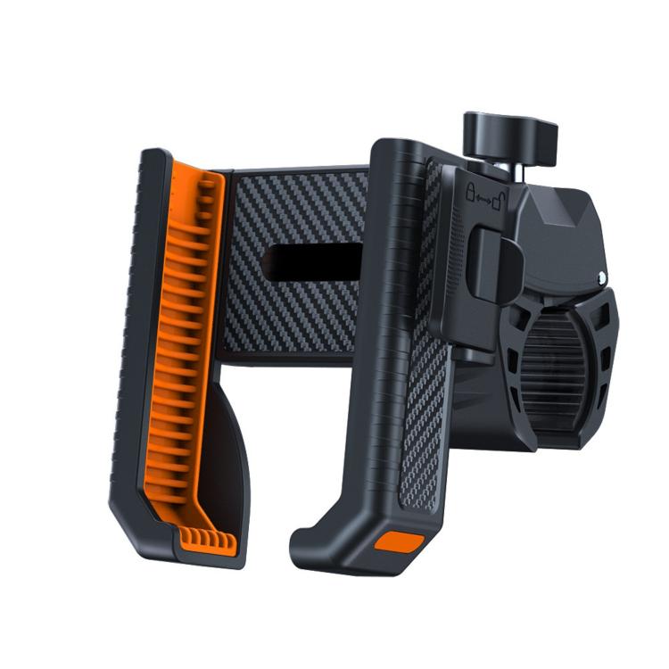 Carbon Fiber Texture Bicycle Non-slip Scooter Phone Holder (Orange) - Holders by buy2fix | Online Shopping UK | buy2fix