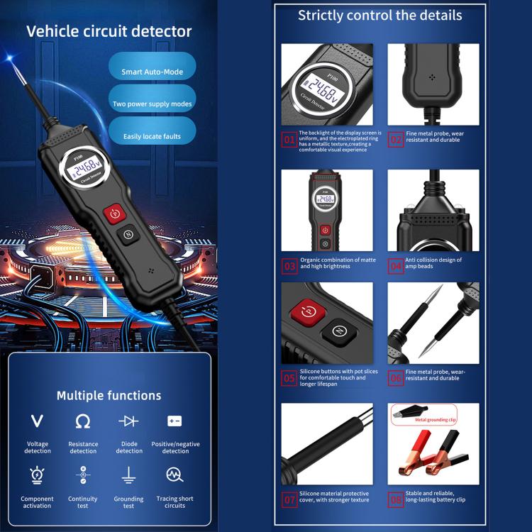 P100 5V-40V Electric Circuit Tester, Two Power Supply, Cable Length: 4m (Black) - Electronic Test by buy2fix | Online Shopping UK | buy2fix