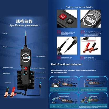 P100 5V-40V Electric Circuit Tester, Two Power Supply, Cable Length: 4m (Black) - Electronic Test by buy2fix | Online Shopping UK | buy2fix