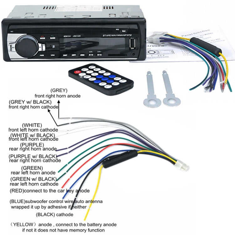 JSD-520 Car Stereo Radio MP3 Audio Player Support Bluetooth Hand-free Calling / FM / USB / SD, EU Plug Version - Car MP3 & MP4 & MP5 by buy2fix | Online Shopping UK | buy2fix