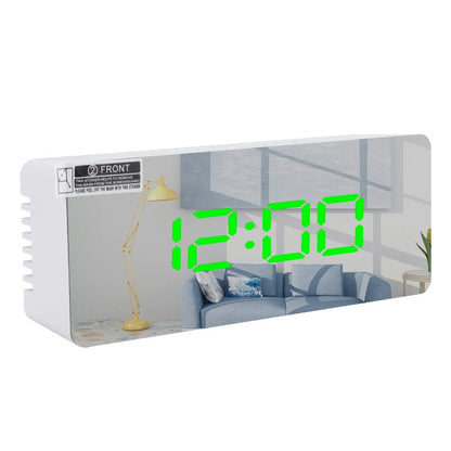 TS-S69-G Multifunctional LED Alarm Clock Battery / Plug-in Charging Dual-purpose Make-up Mirror Clock(Green) - Alarm Clocks by buy2fix | Online Shopping UK | buy2fix